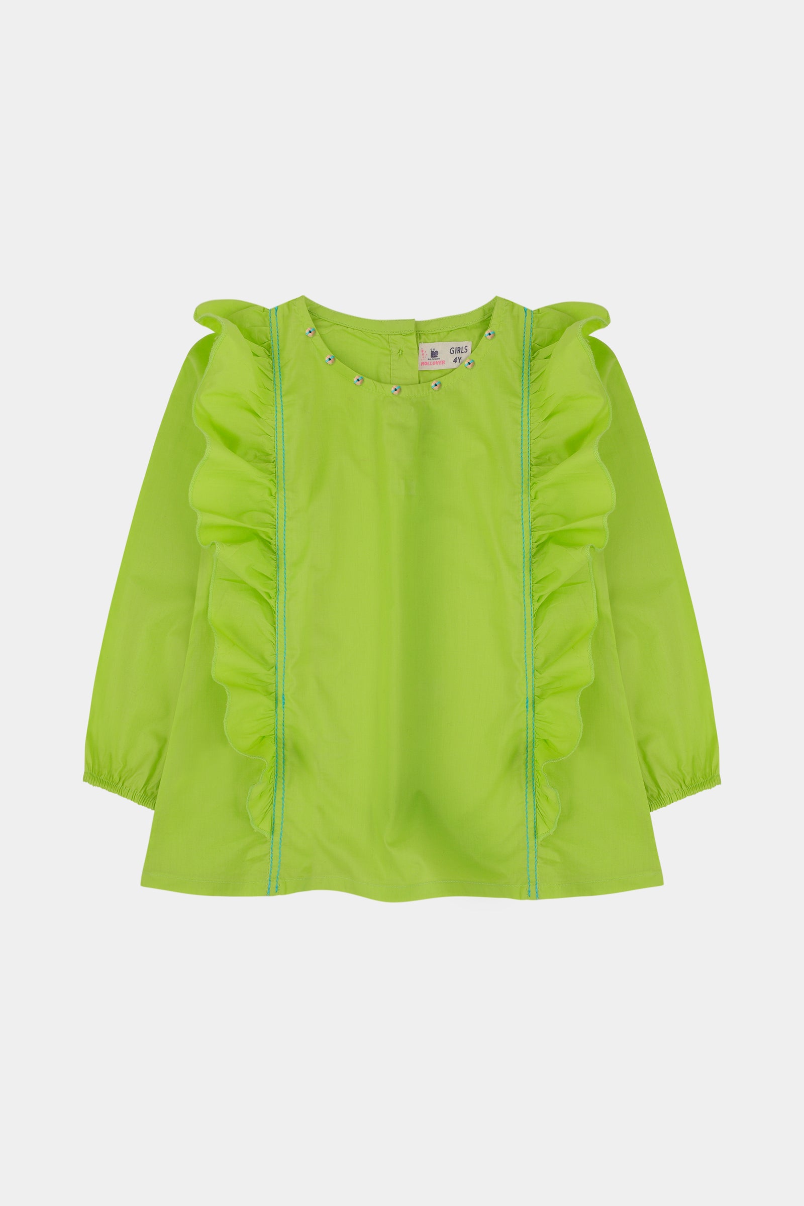 Green Cotton Frill Top