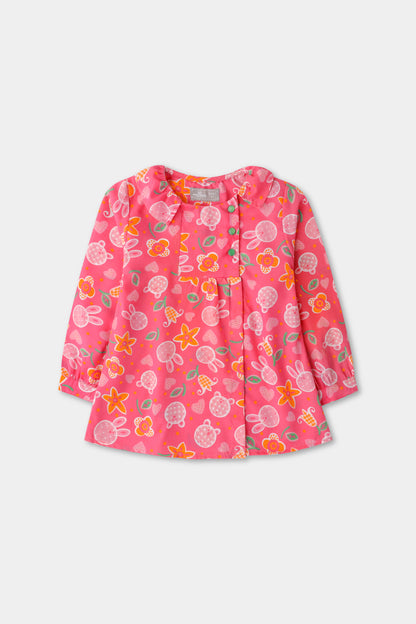 Pink Printed Yoke Top