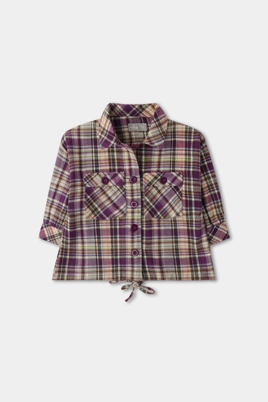 Purple Checkered Flannel Top