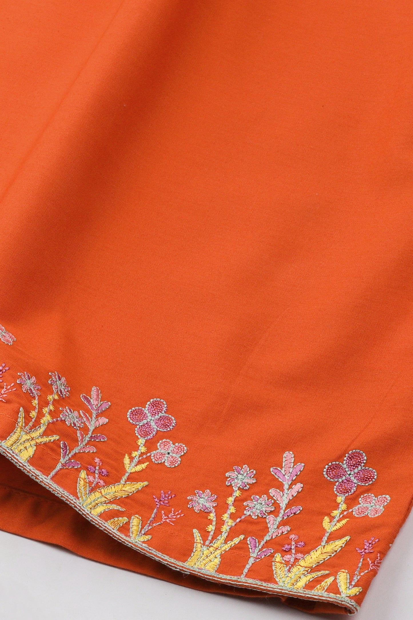 Orange Embroidered Cotton Top