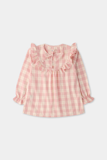 Pink Plaid Frill Top