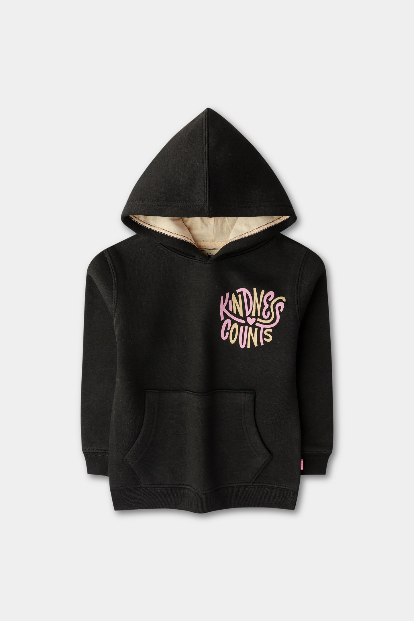 Girls Black Graphics Fleece Hoodie