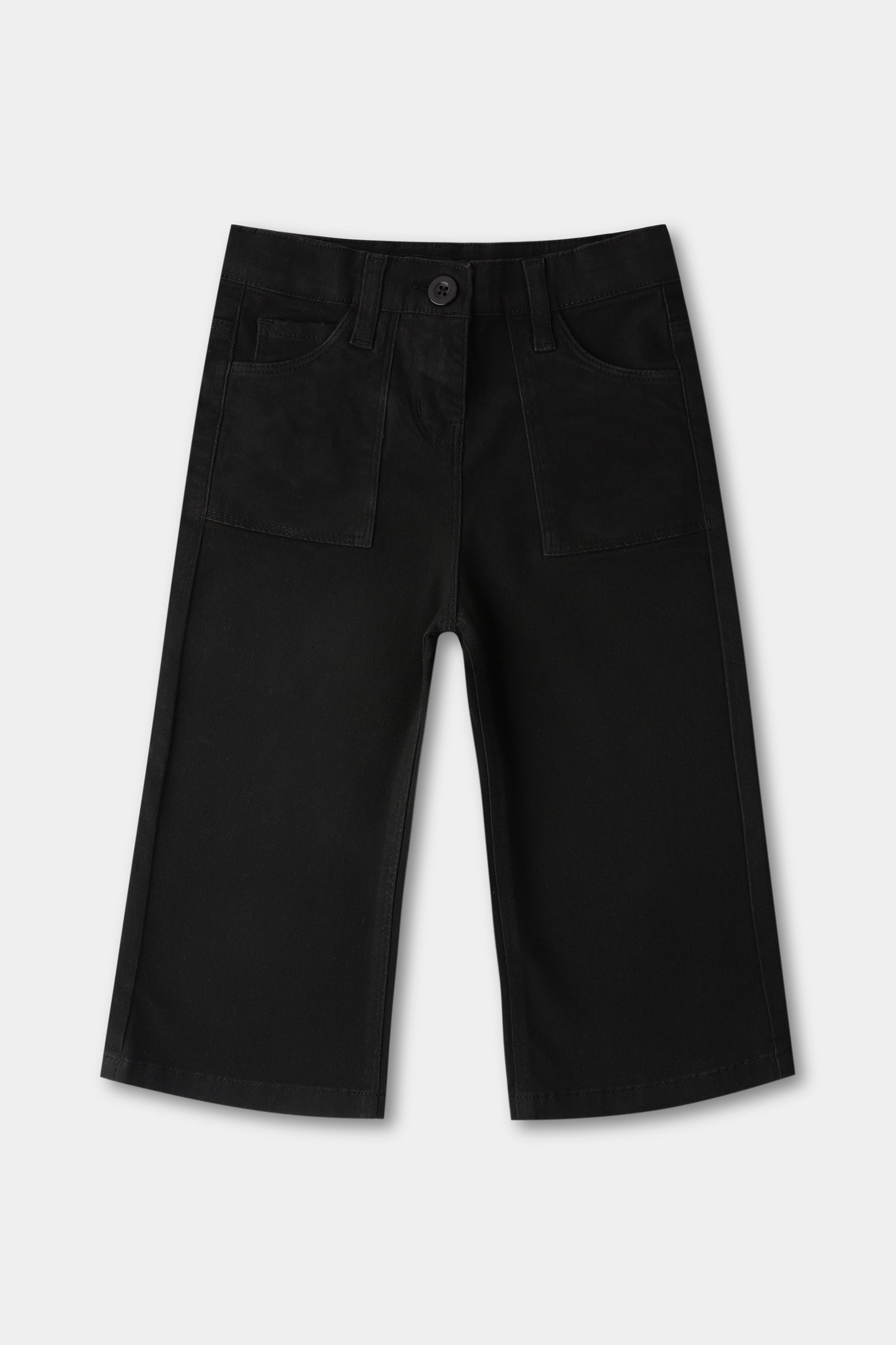 Girls Black Wide-Leg Pants