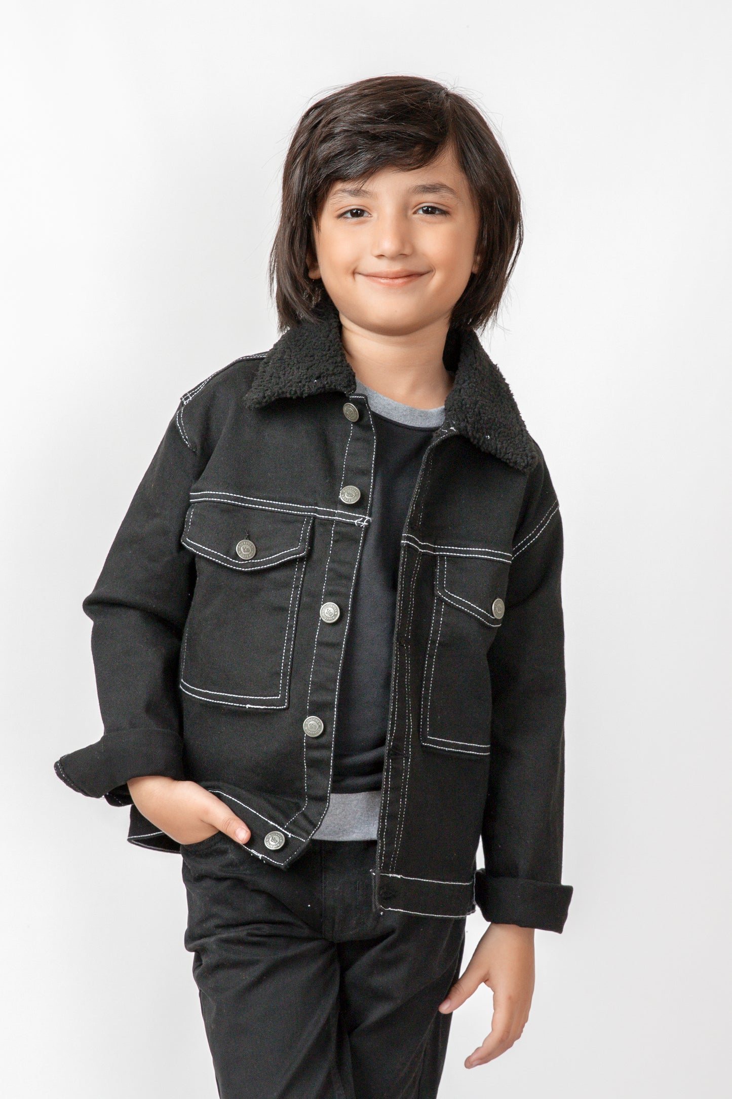 Boys' Black Twill Jacket