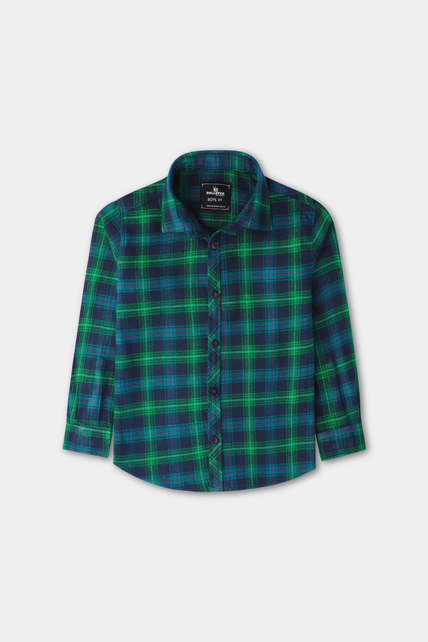 Boys Green Check Casual Shirt