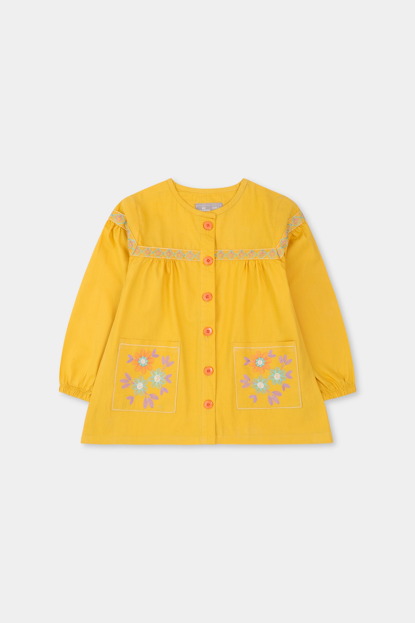 Yellow Floral Embroidered Cotton Top