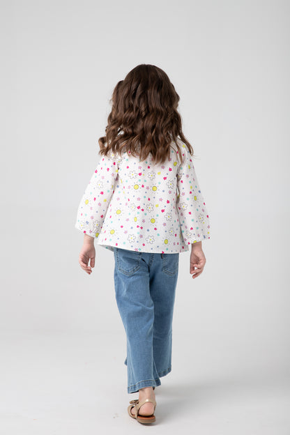 White Lace Gathered Top