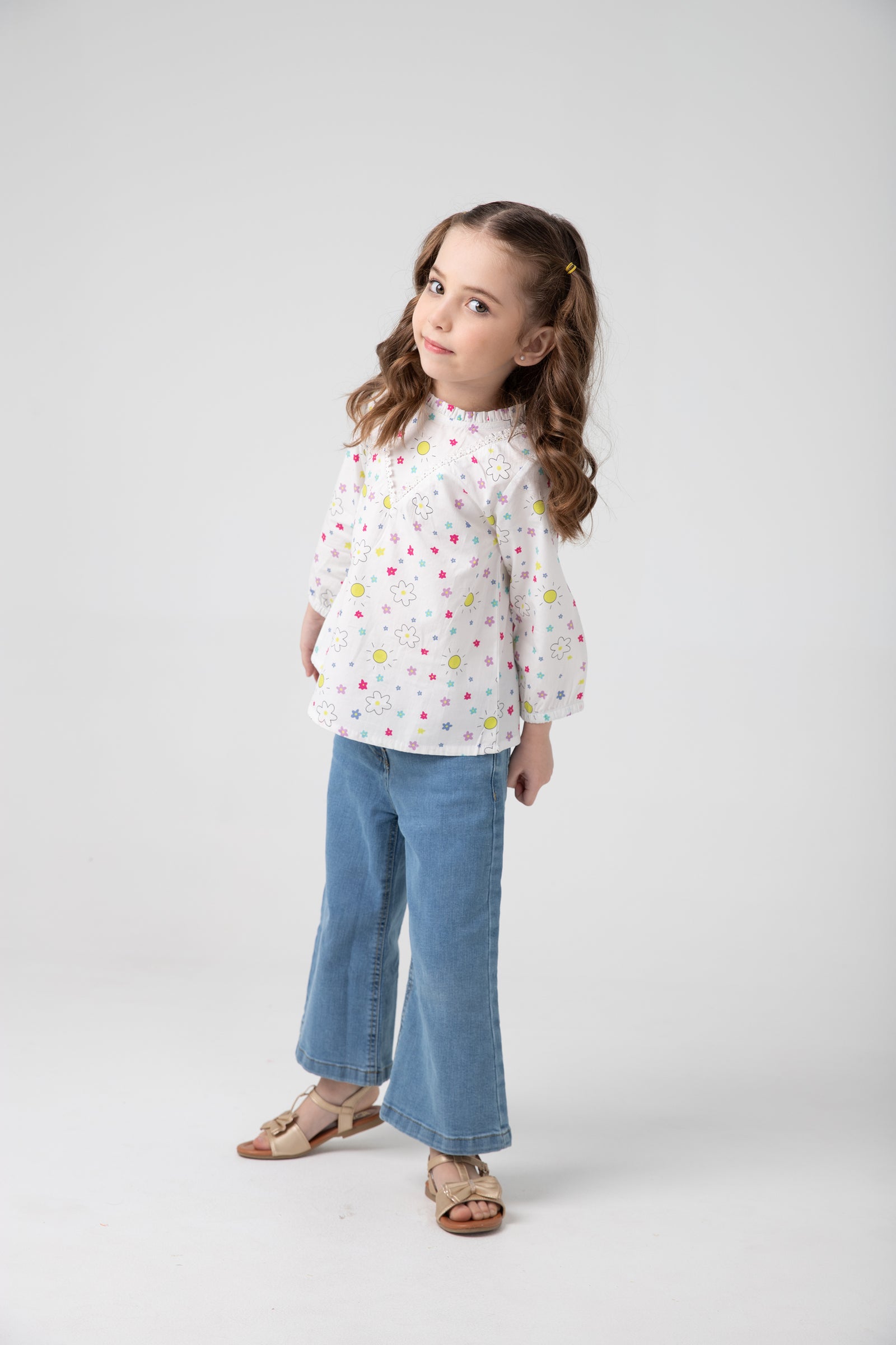 White Lace Gathered Top