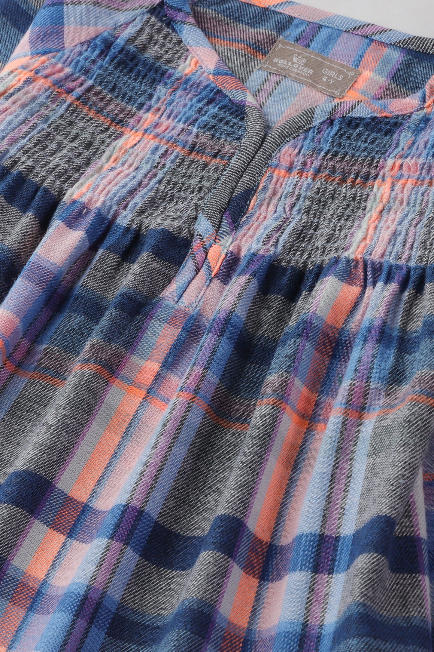 Blue Flannel Smocked Top