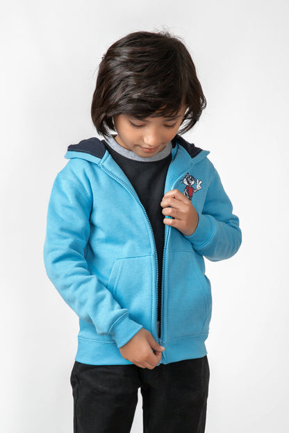 Boys Playful Bunny Zip-Up Hoodie