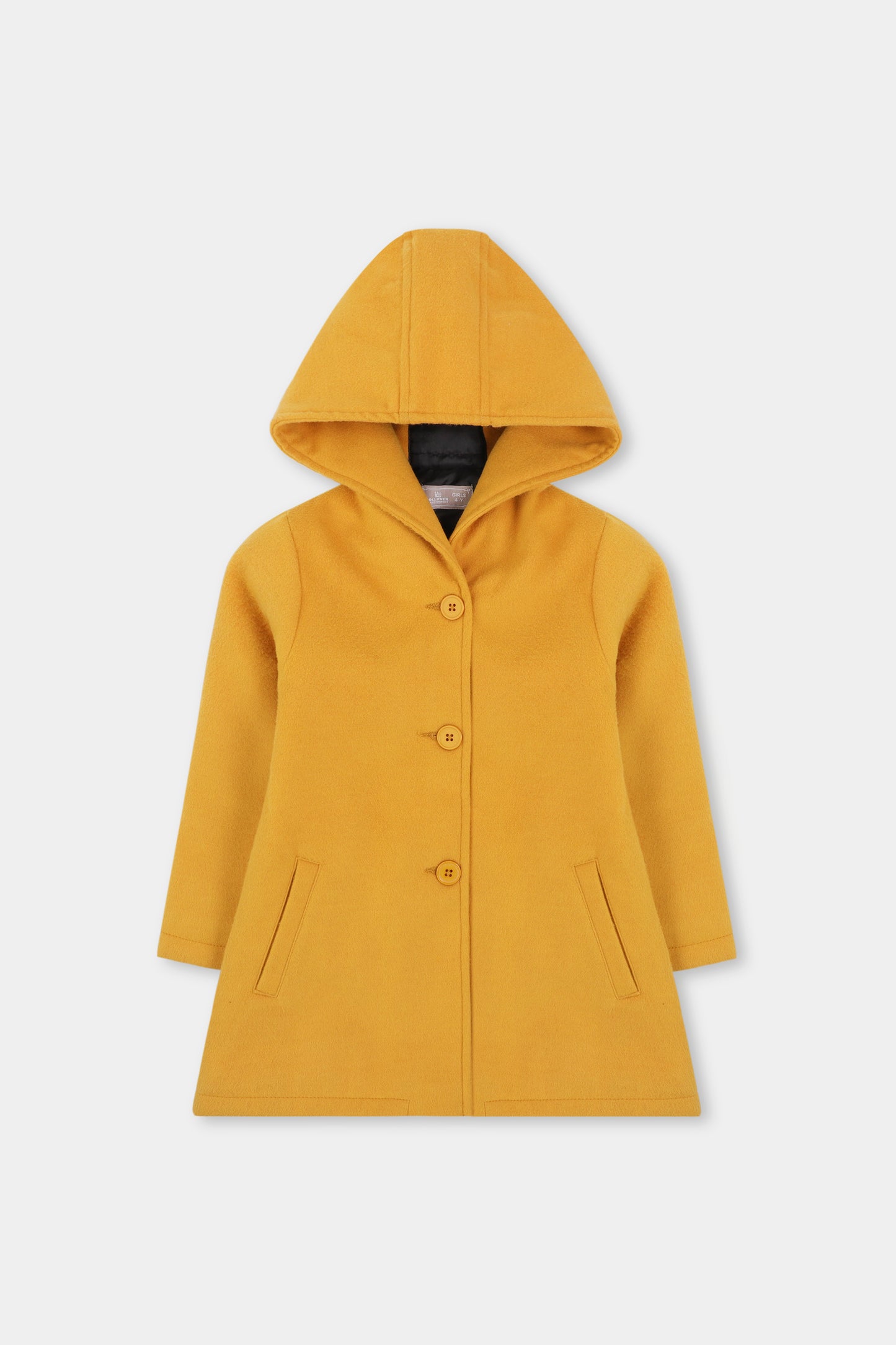 Girls Mustard Hooded Felt Coat