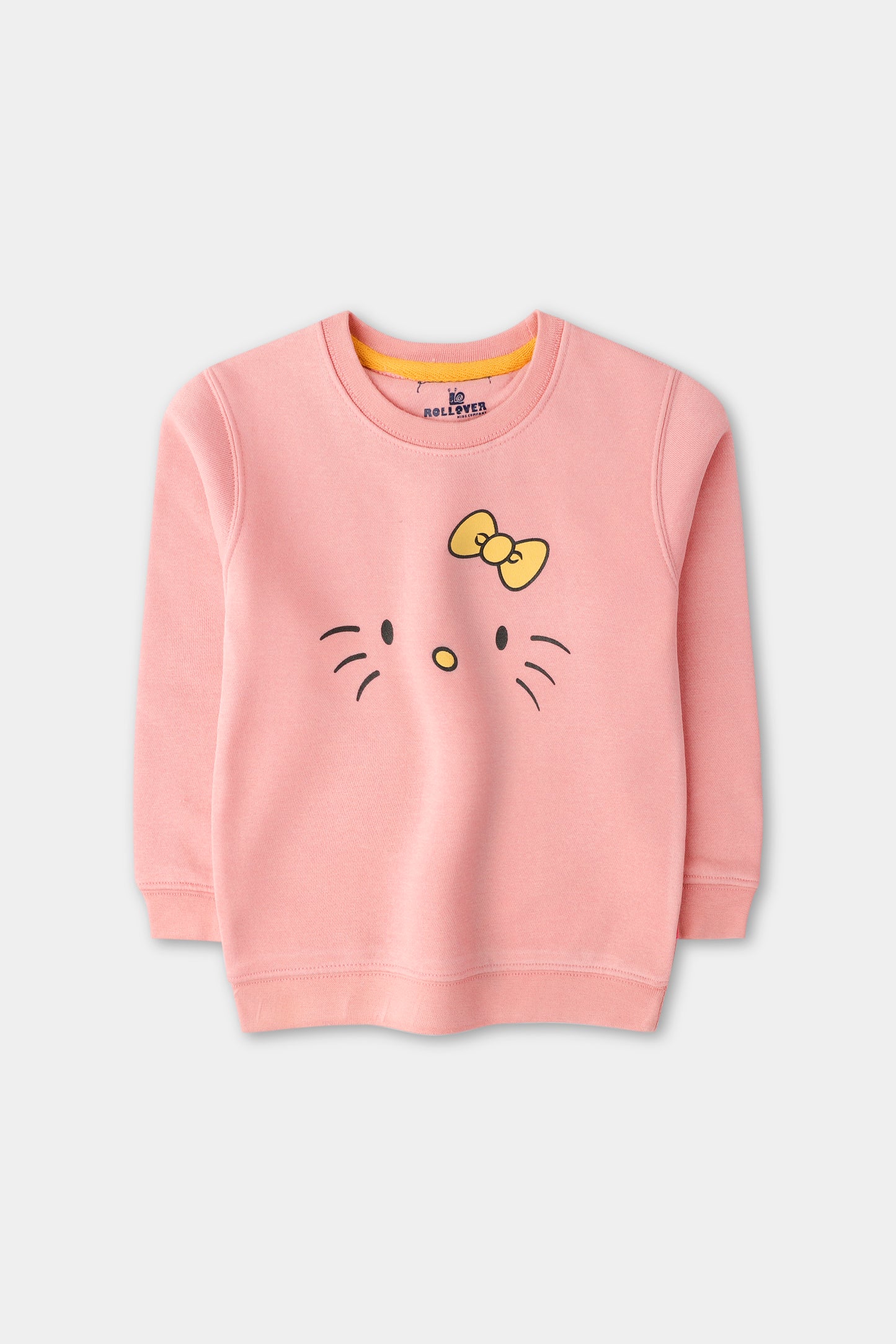 Girls Pink Kitty Fleece Sweatshirt