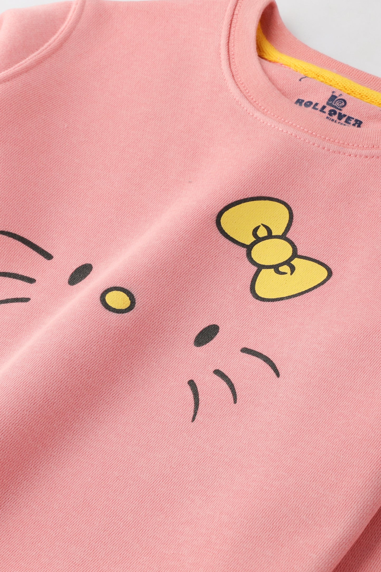 Girls Pink Kitty Fleece Sweatshirt