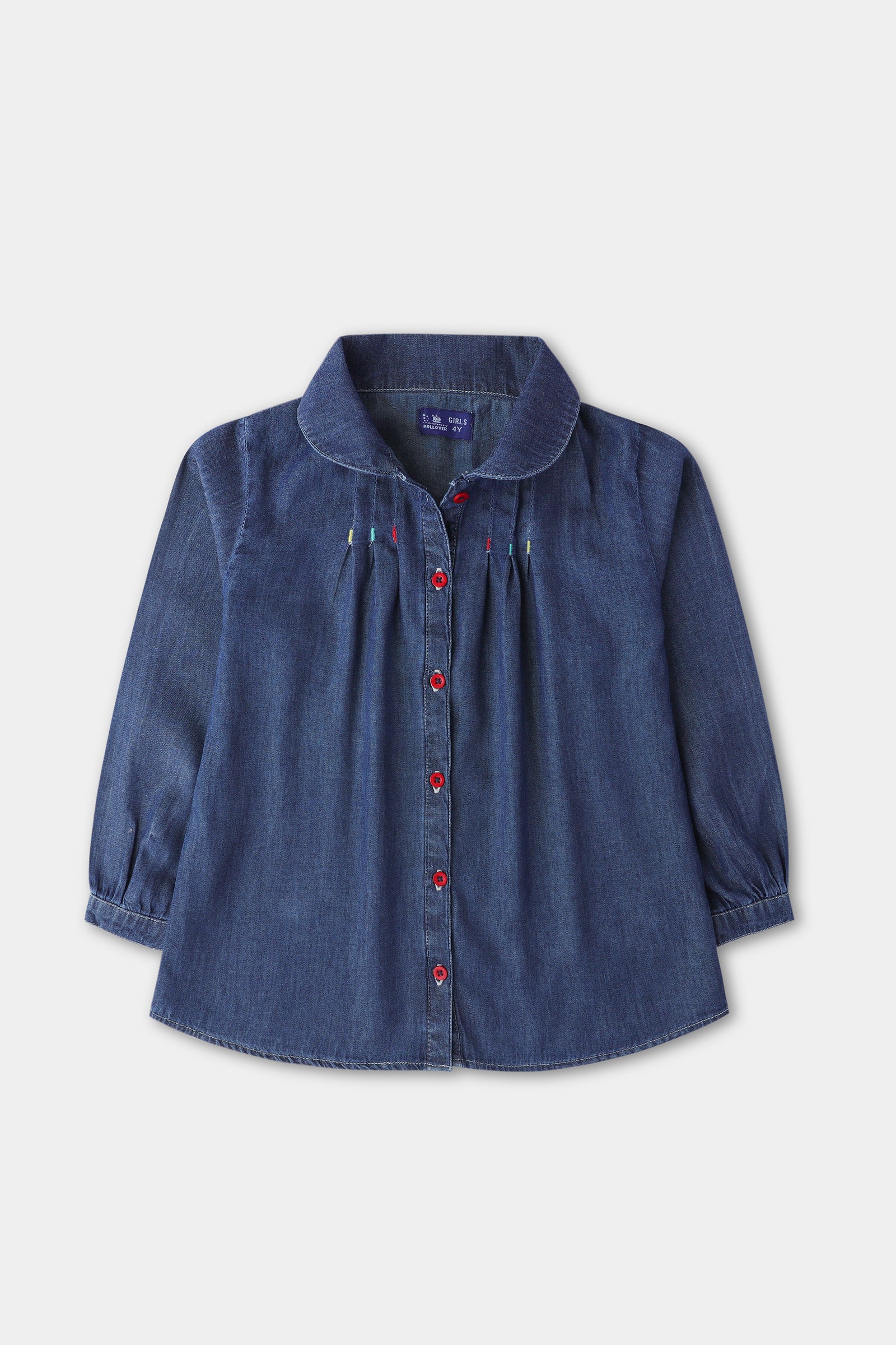 Denim Blue Pleated Top