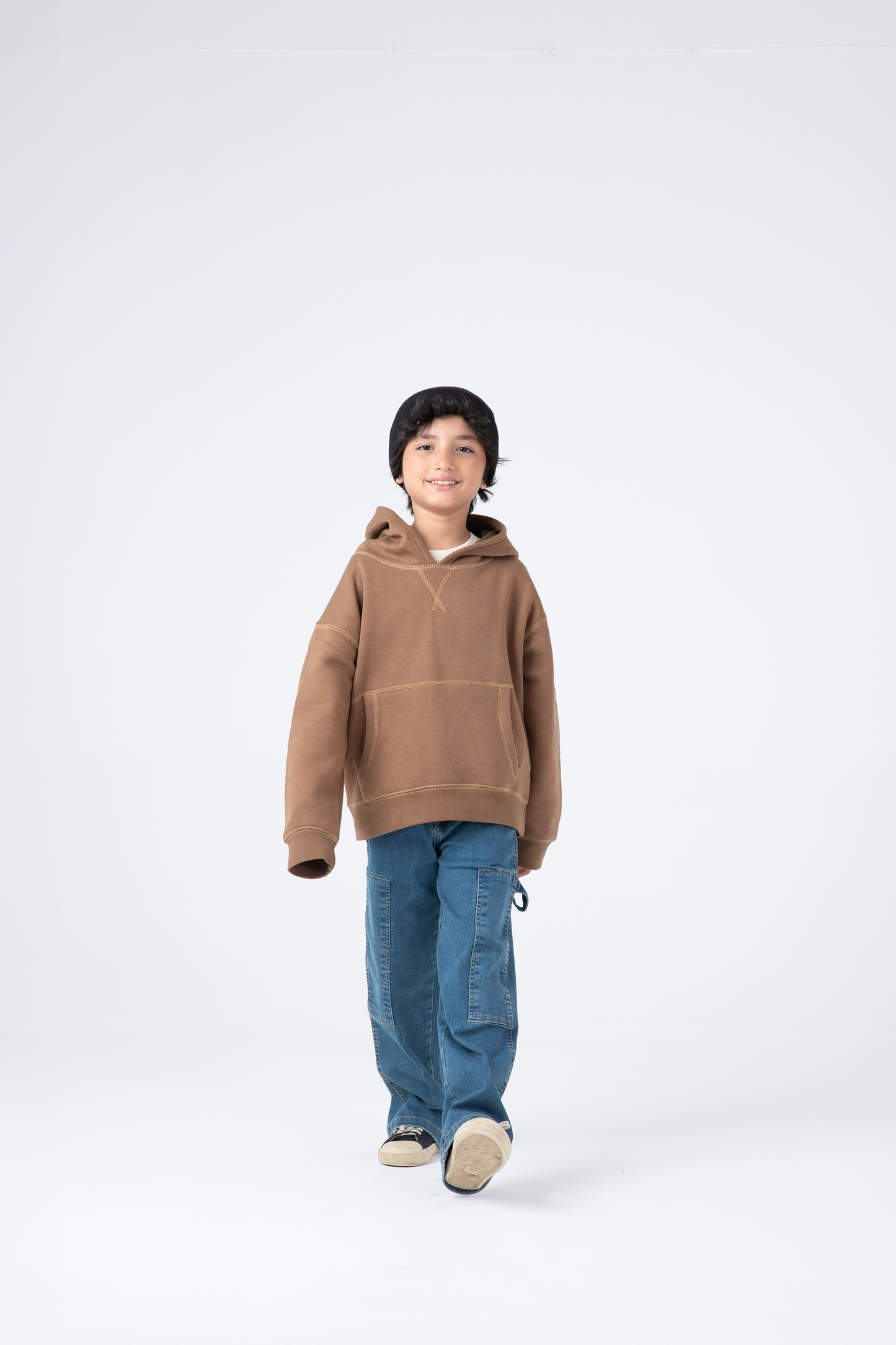 Boys Brown Fleece Hoodie