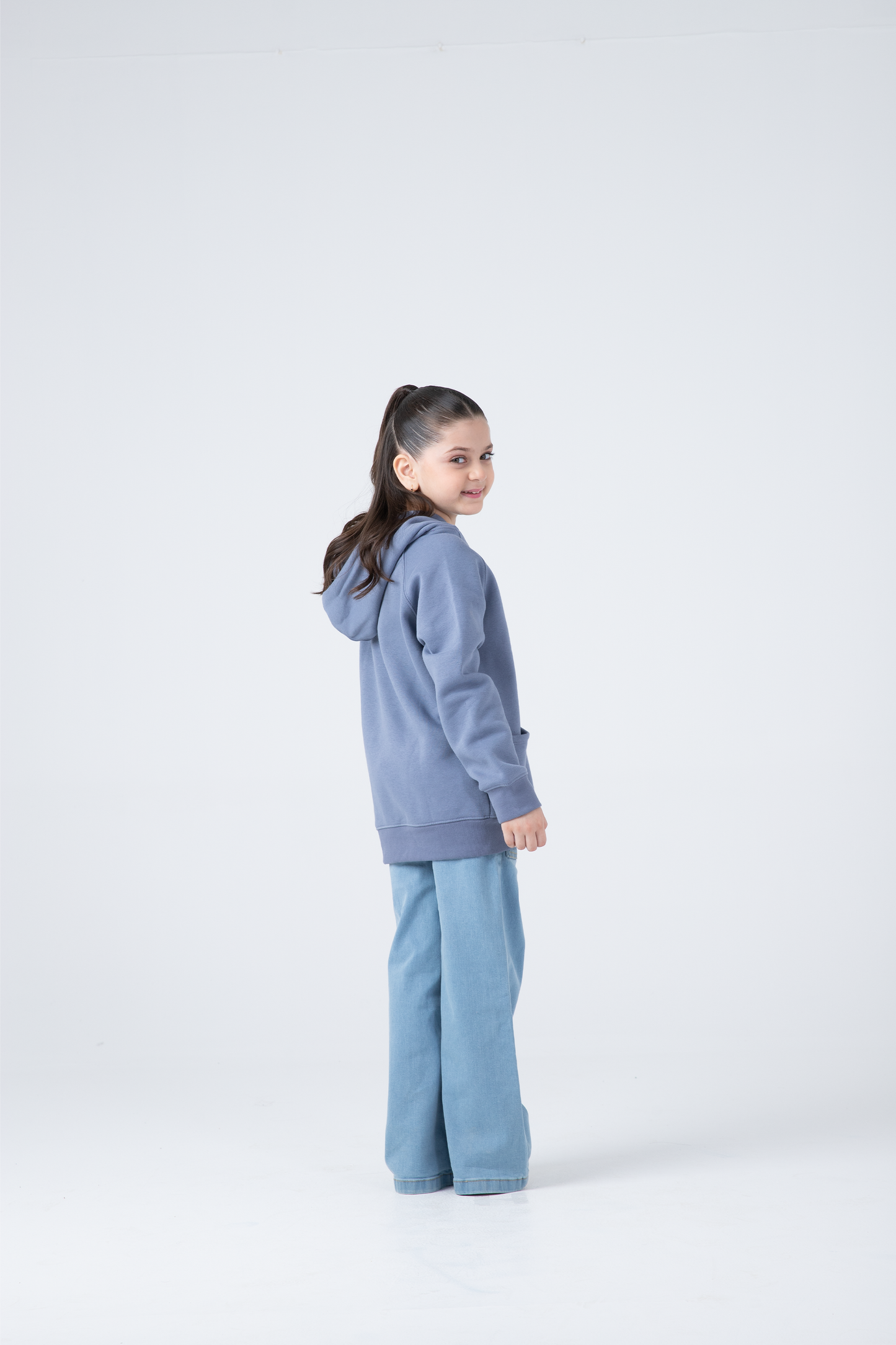 Girls Steel Grey Fleece Hoodie