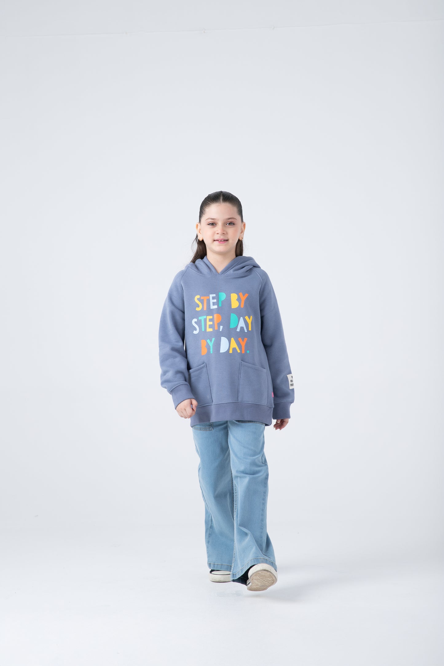 Girls Steel Grey Fleece Hoodie