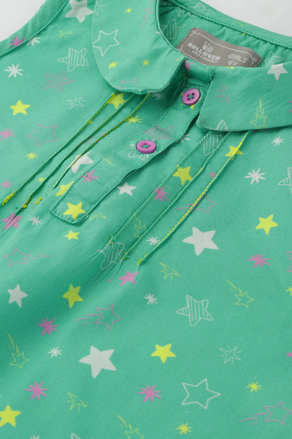 Green Starry Charm Sleeveless Top