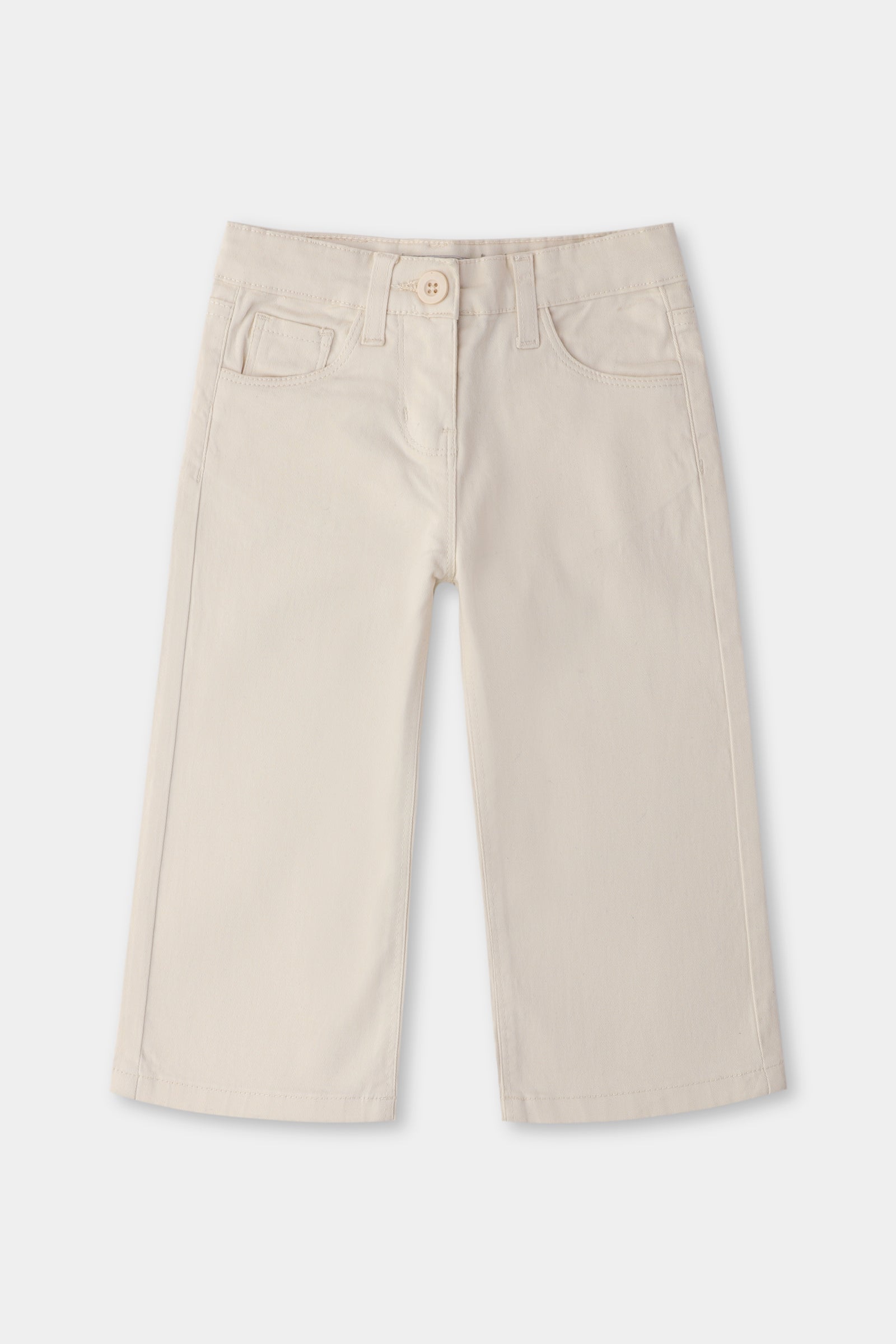Girls Beige Wide-Leg Pants