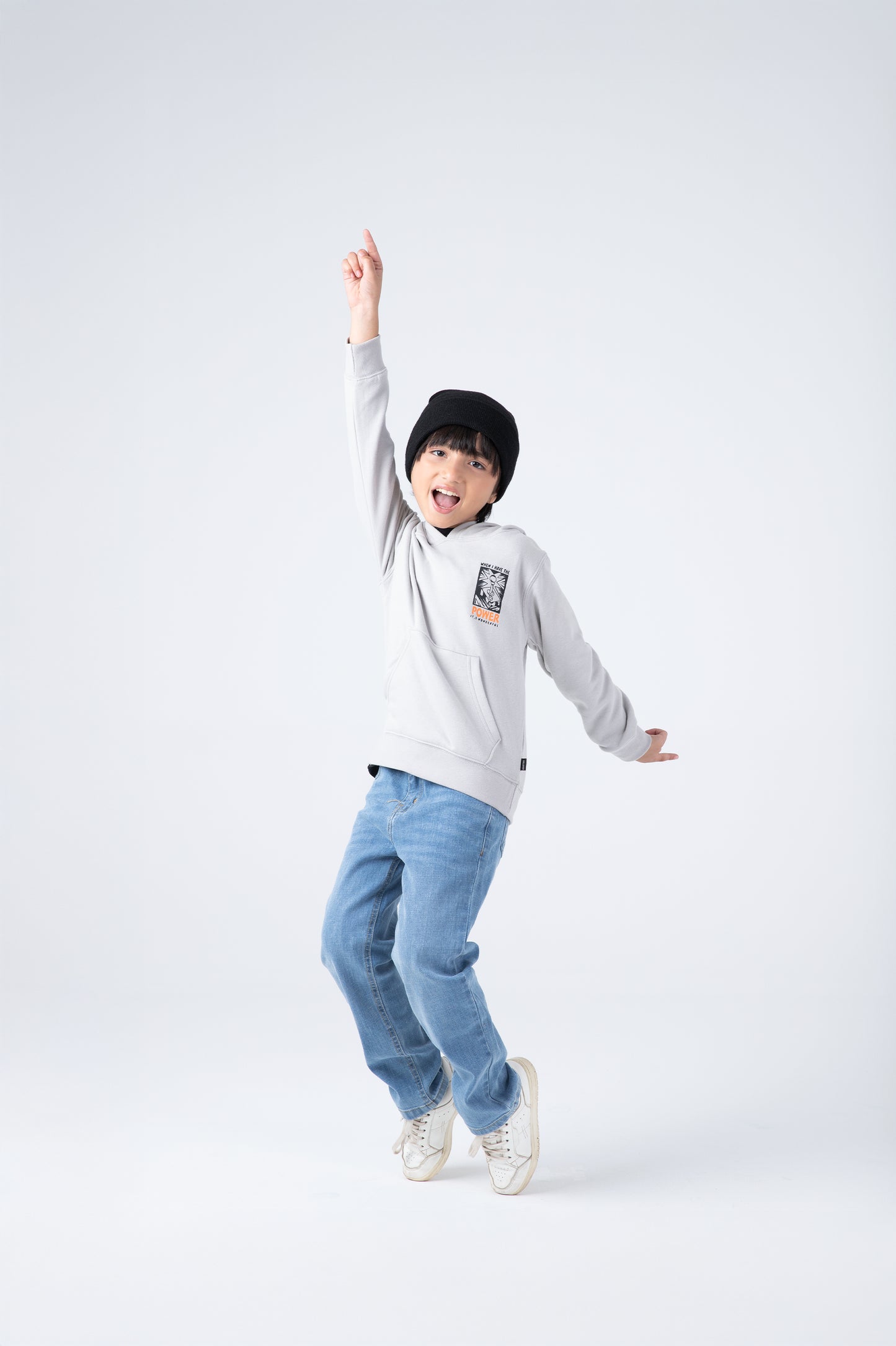 Boys Grey Graphic Fleece Hoodie
