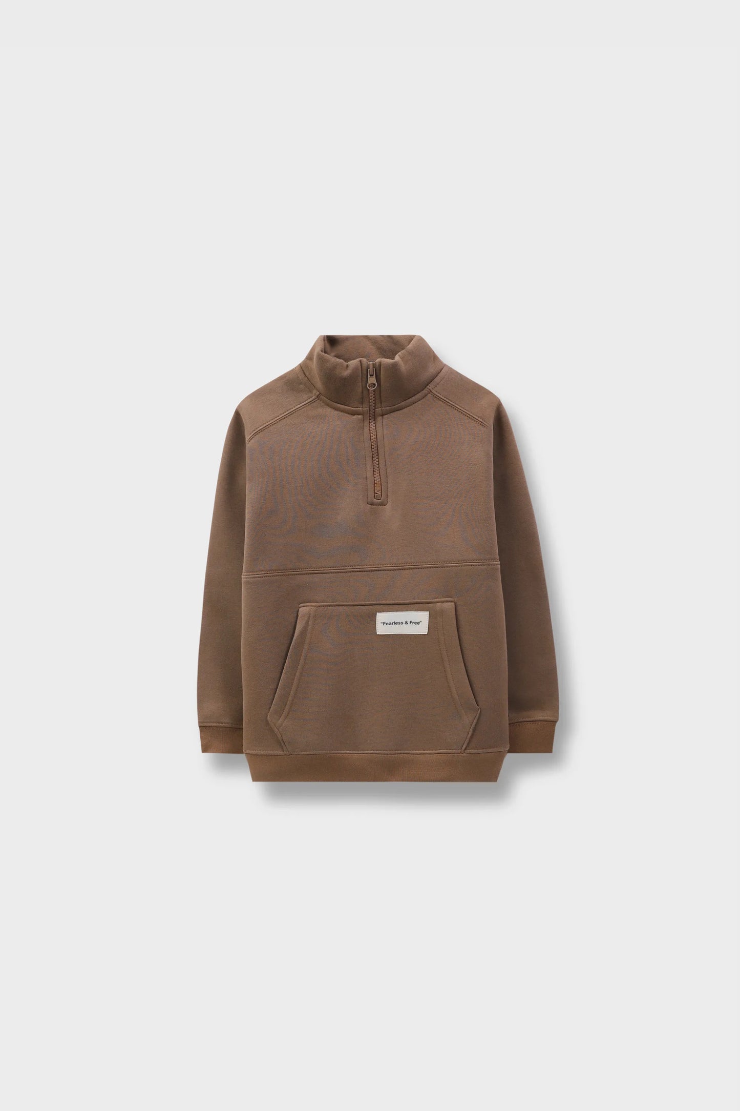 Boys Khaki Mock Neck Half-Zipper