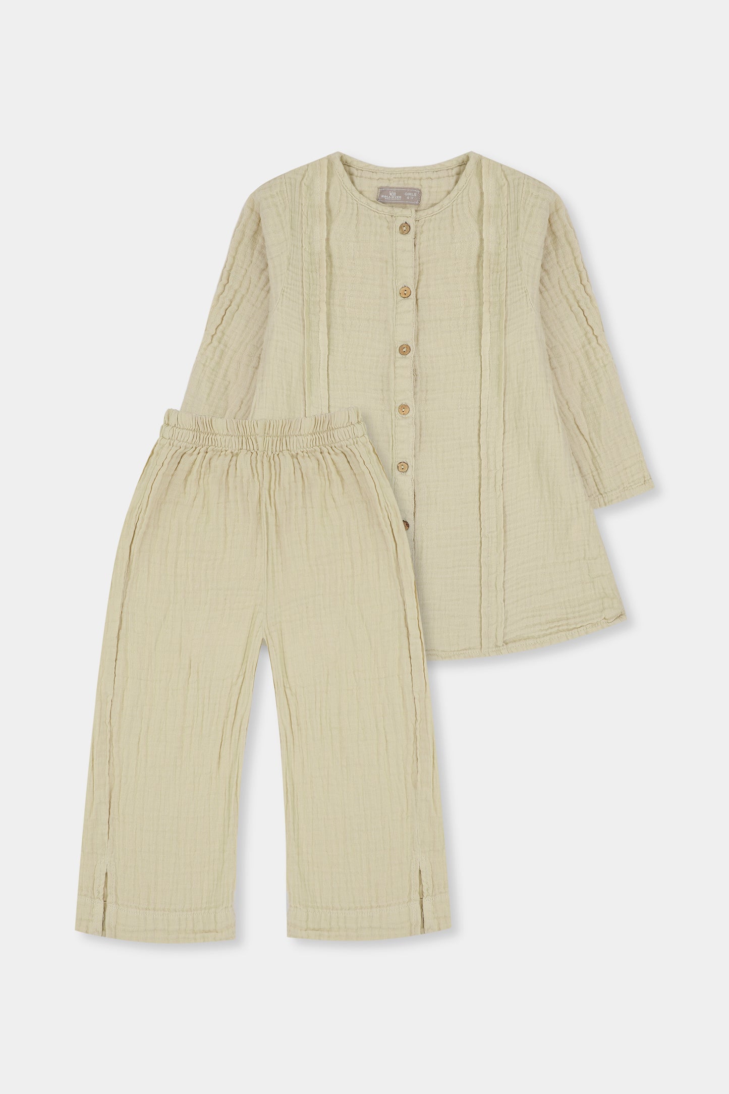 Solid Beige Cotton Co-ord Set