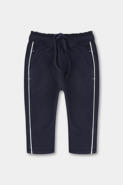 Girls' Navy Piped Fleece Trousers