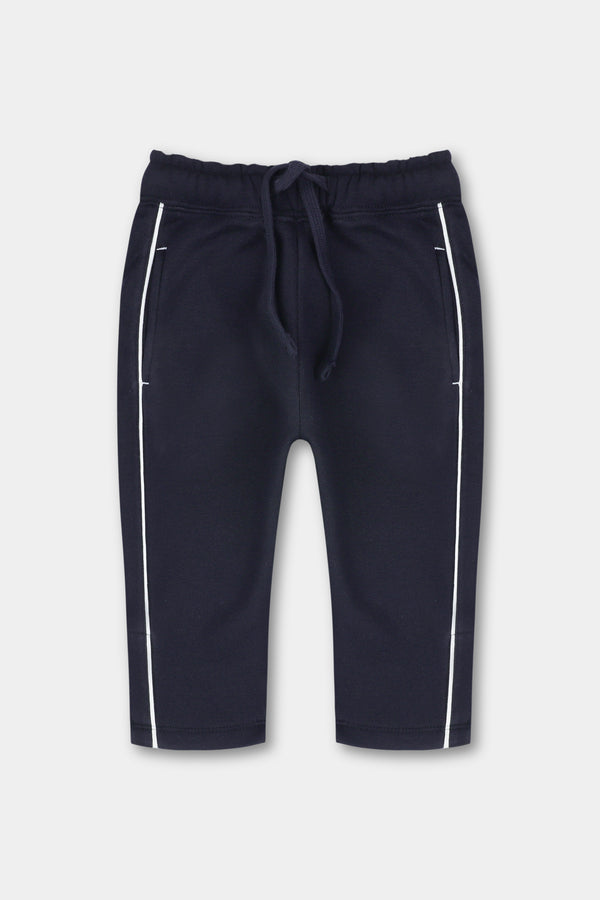 Girls' Navy Piped Fleece Trousers