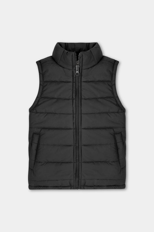 Boys Black Sleeveless Puffer Jacket