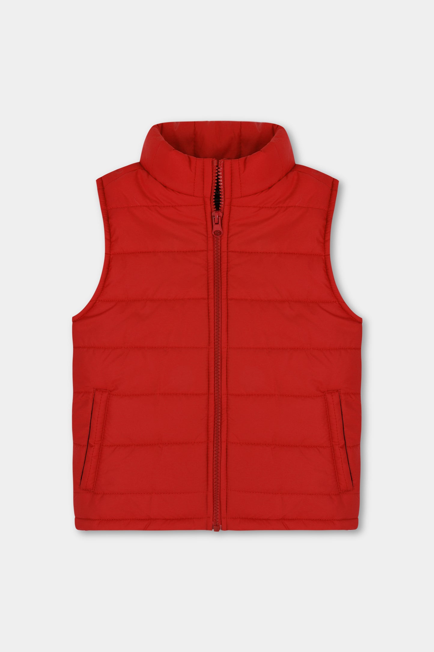 Boys Red Sleeveless Puffer Jacket