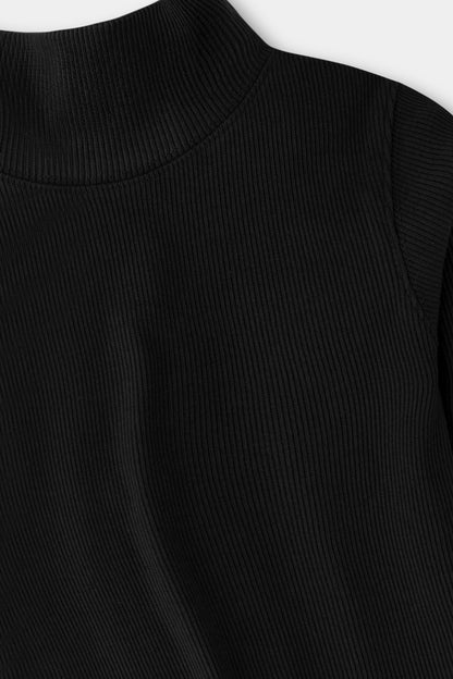 Boys Lycra Rib Black Highneck