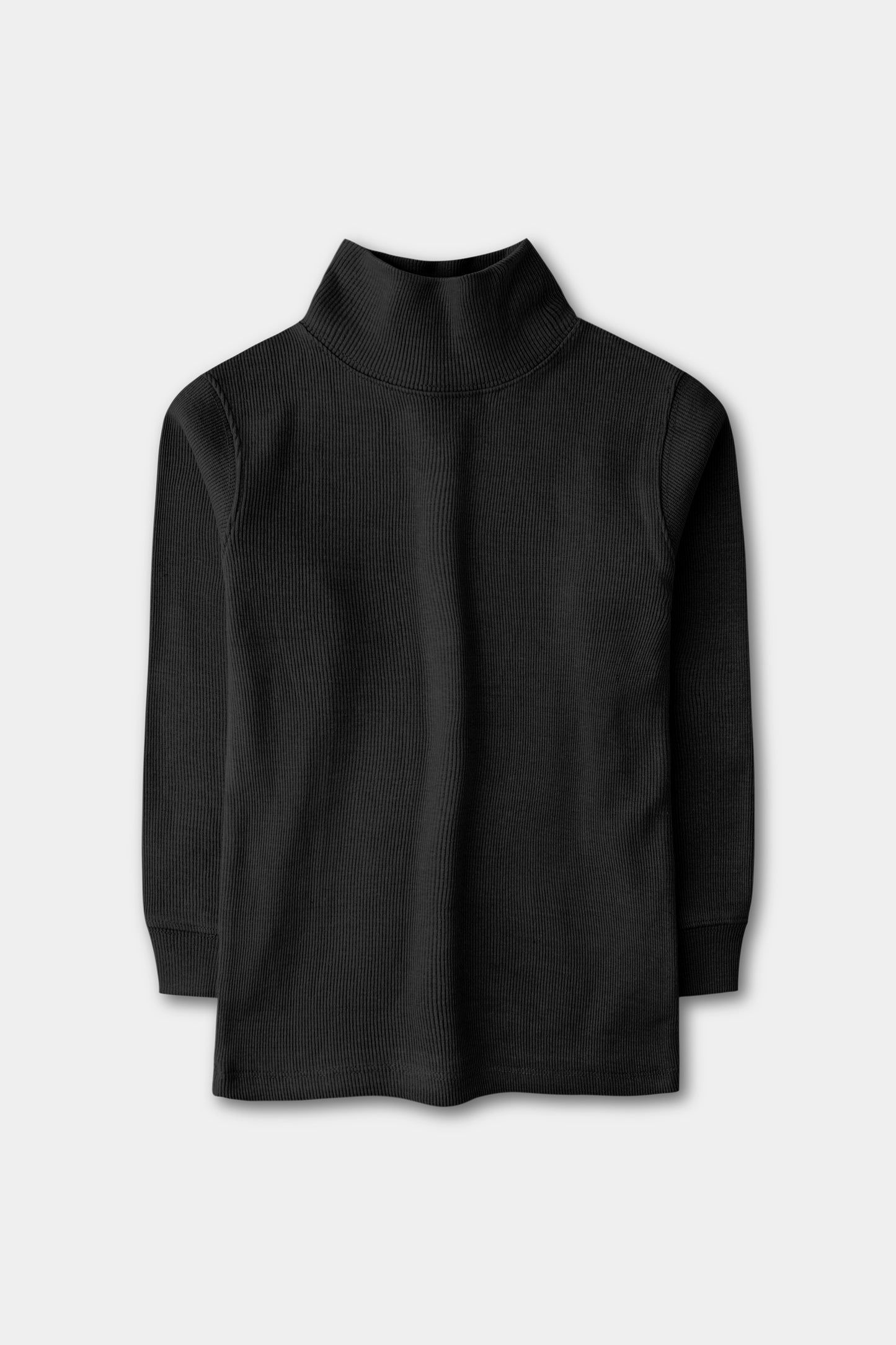 Boys Lycra Rib Black Highneck