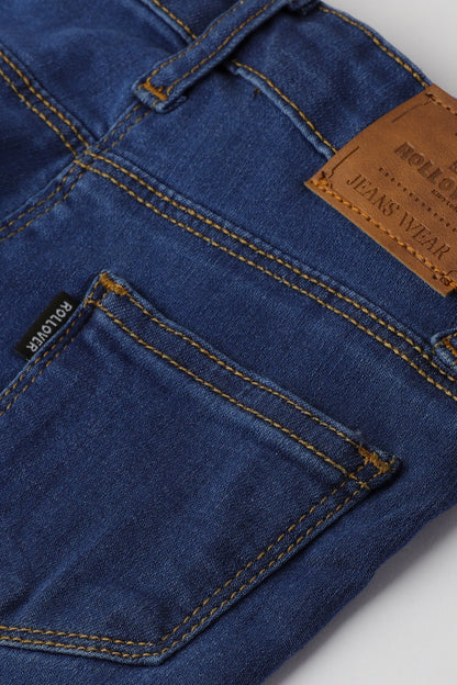 Retro Blue Bell-Bottom Jeans