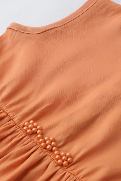 Peach Pearl Chiffon Dress