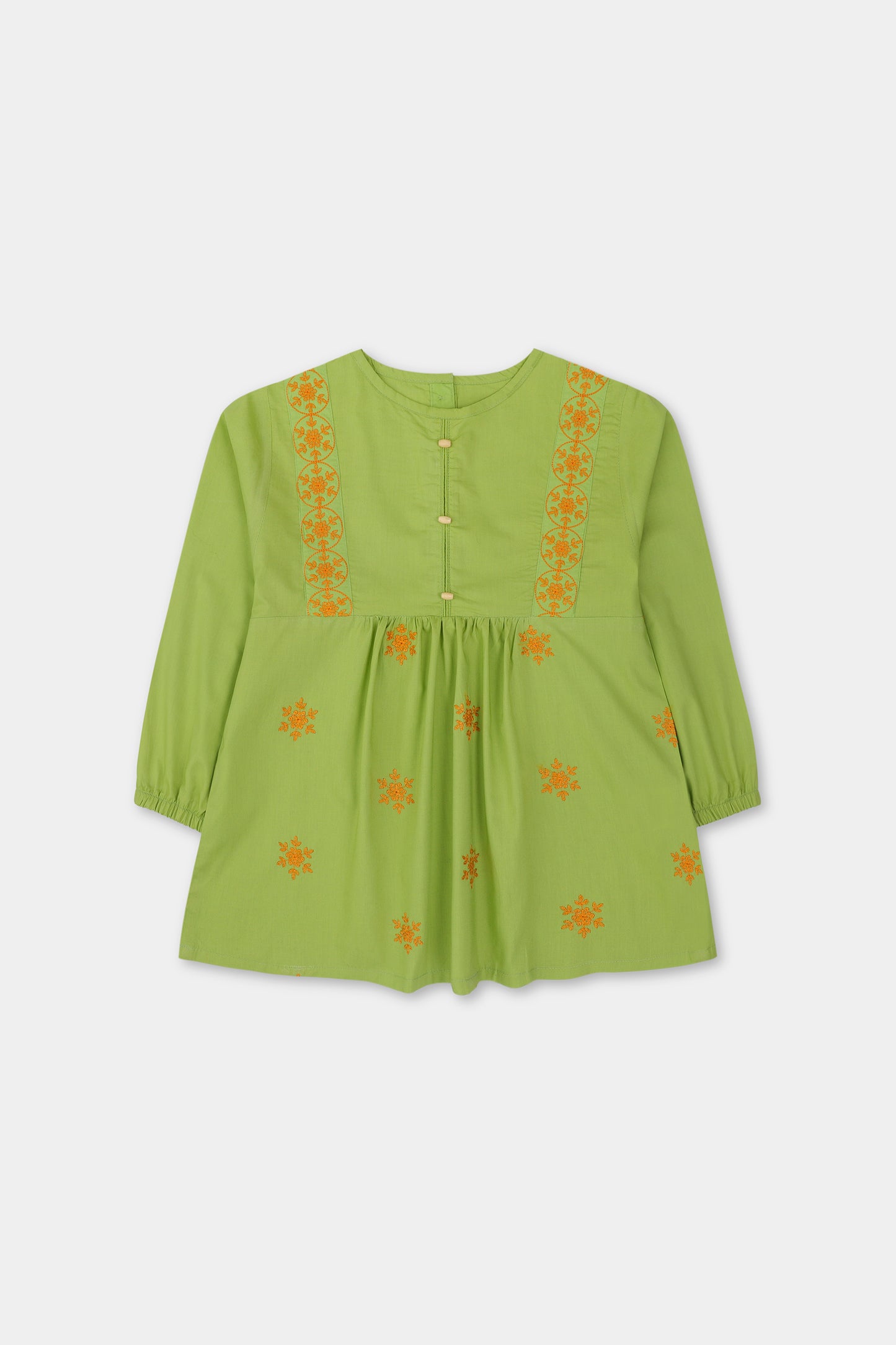 Olive Embroidered Cotton Top