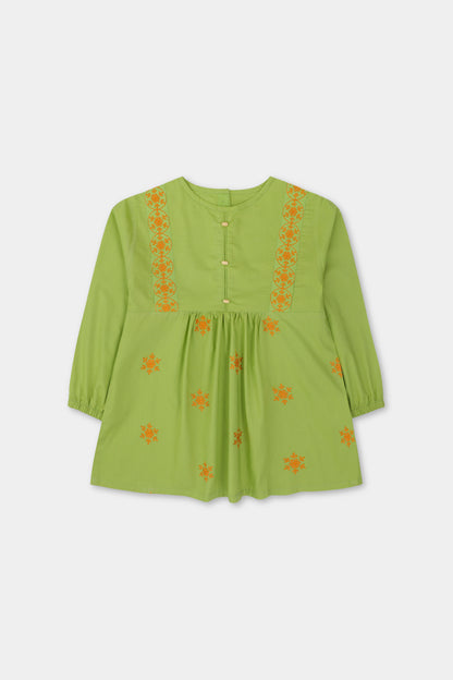 Olive Embroidered Cotton Top