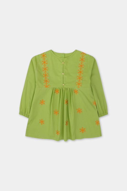 Olive Embroidered Cotton Top