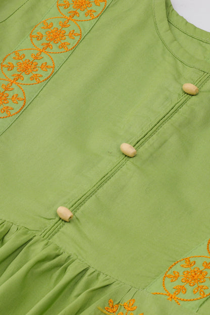 Olive Embroidered Cotton Top