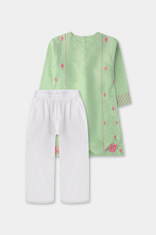 Minty Meadow Embroidered Kurta Set