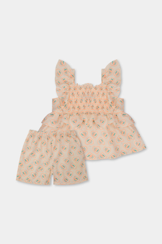 Little Heart Peach Dress Set