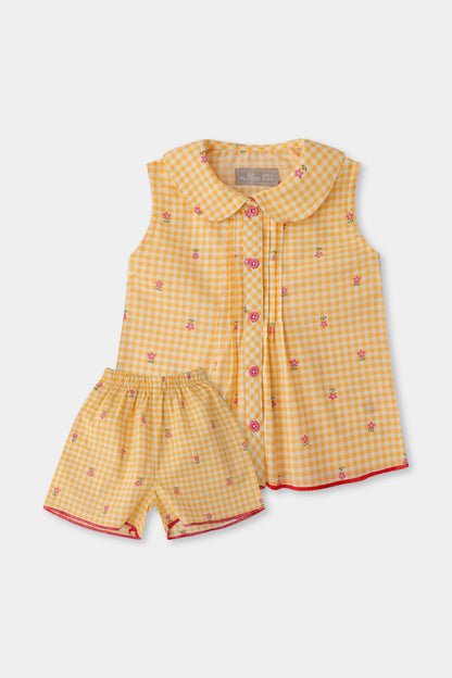 Lemon Checkered Dress Set