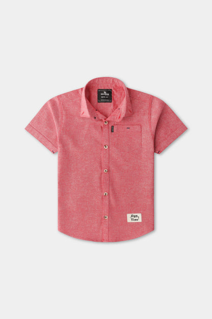 Boys Maroon Chambray Casual Shirt