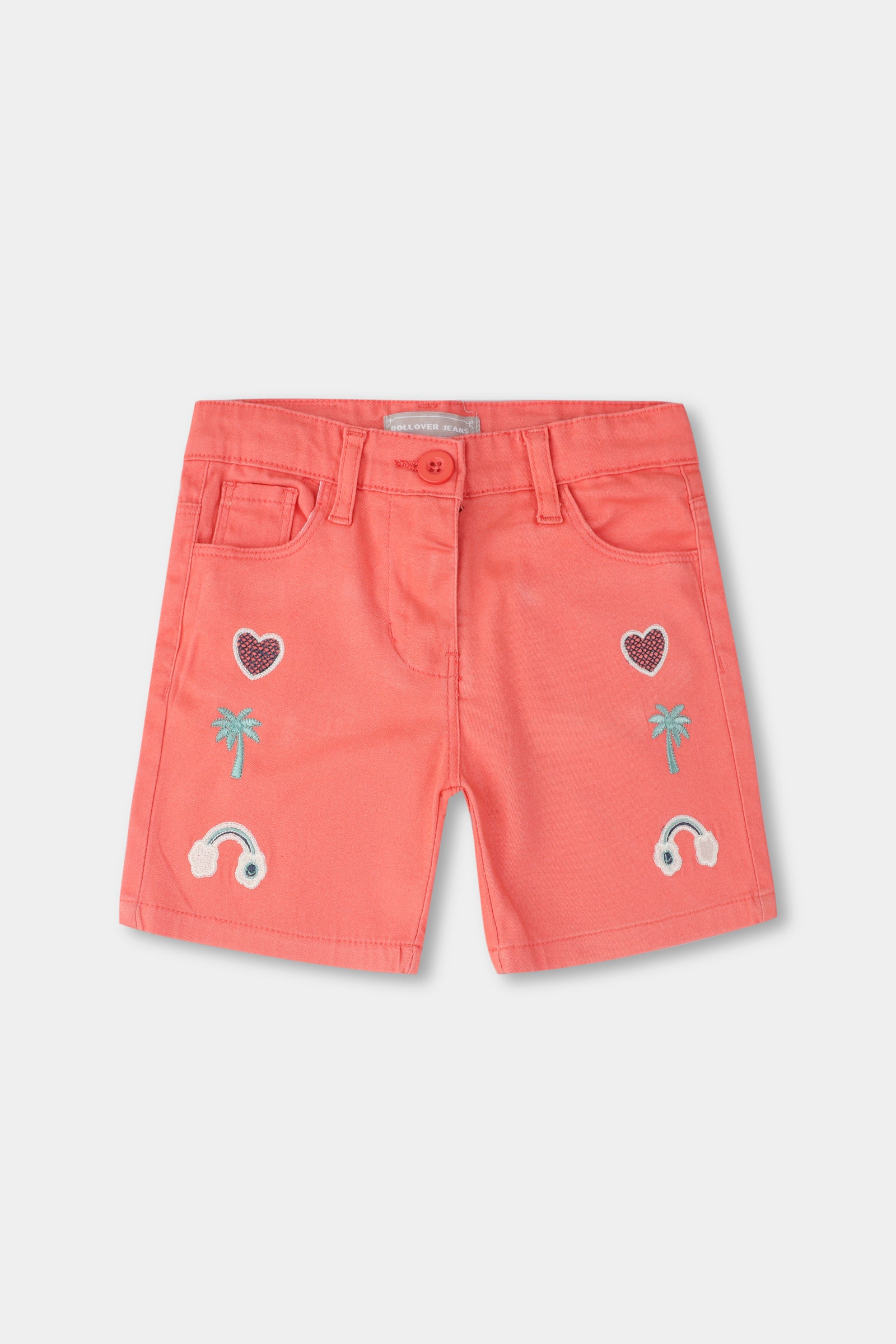 Coral Emboidered Twill Shorts