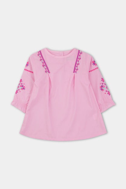 Pink Embroidered Cotton Top