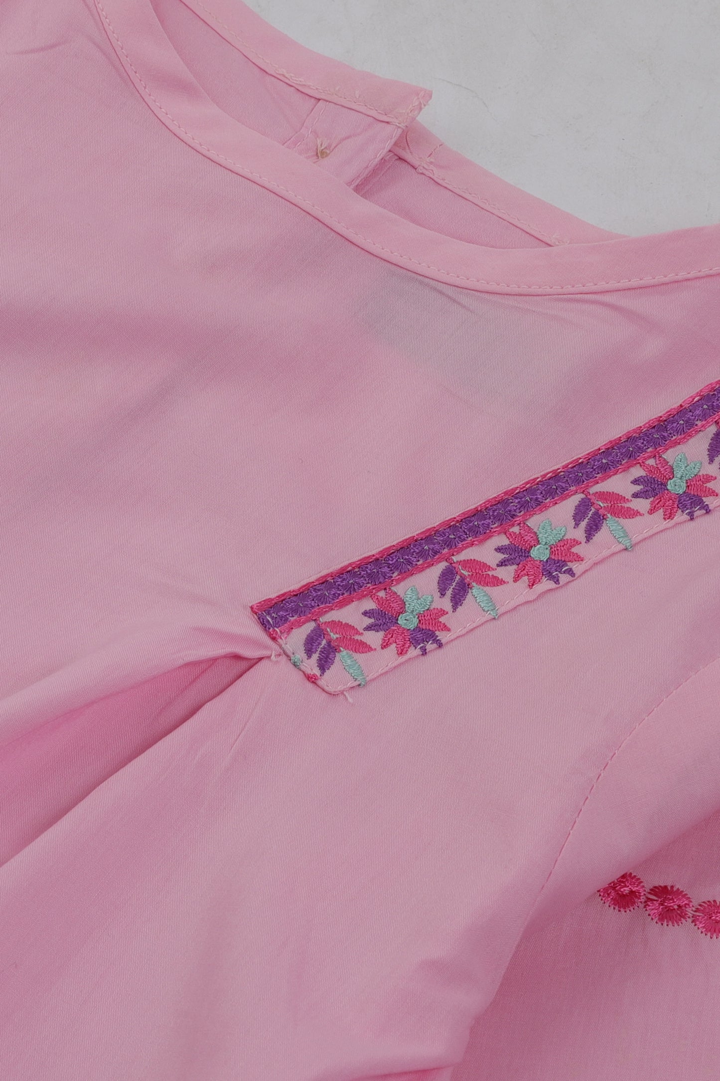 Pink Embroidered Cotton Top