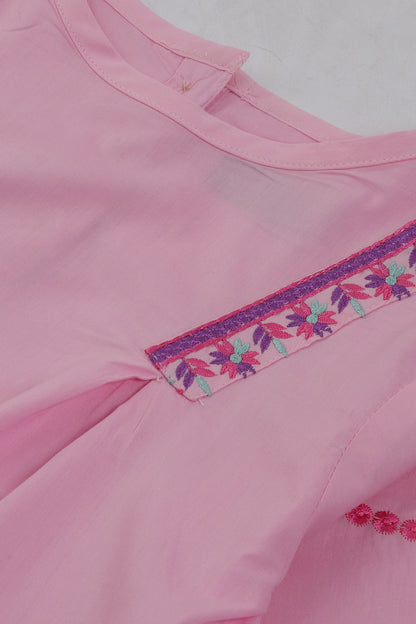 Pink Embroidered Cotton Top