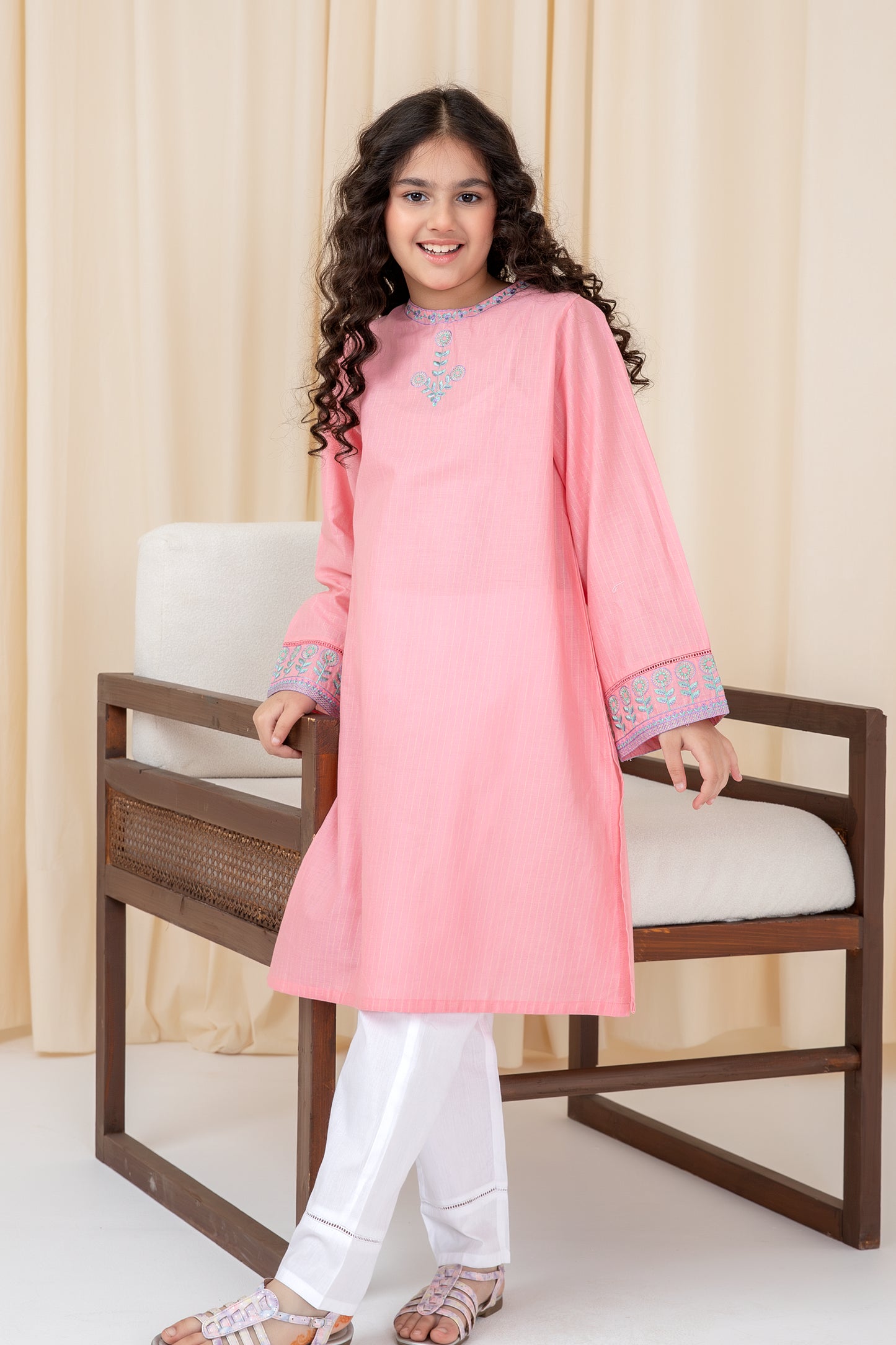 Rosy Glow Embroidered Kurta Set - 2pc