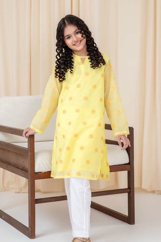 Yellow Chiffon Kurta Set - 2pc