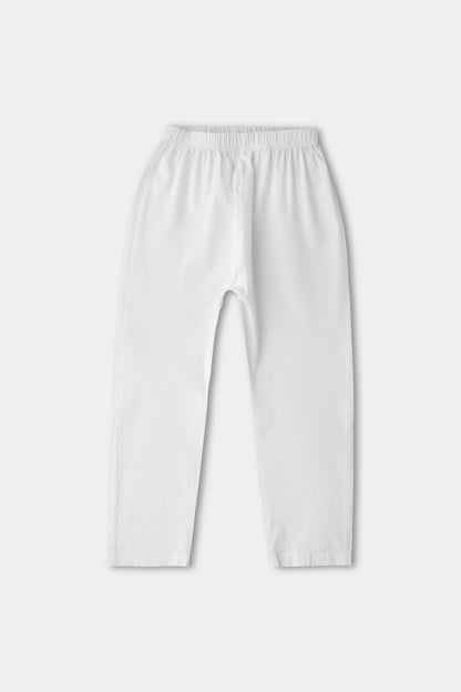 Boys White Cotton Trouser