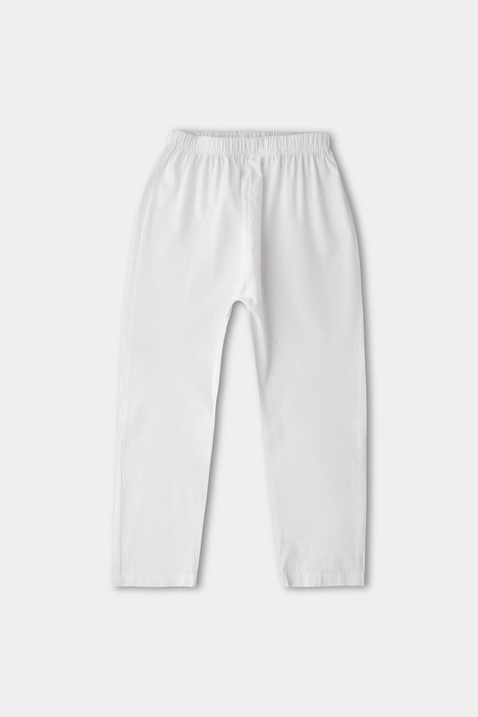 Boys White Cotton Trouser